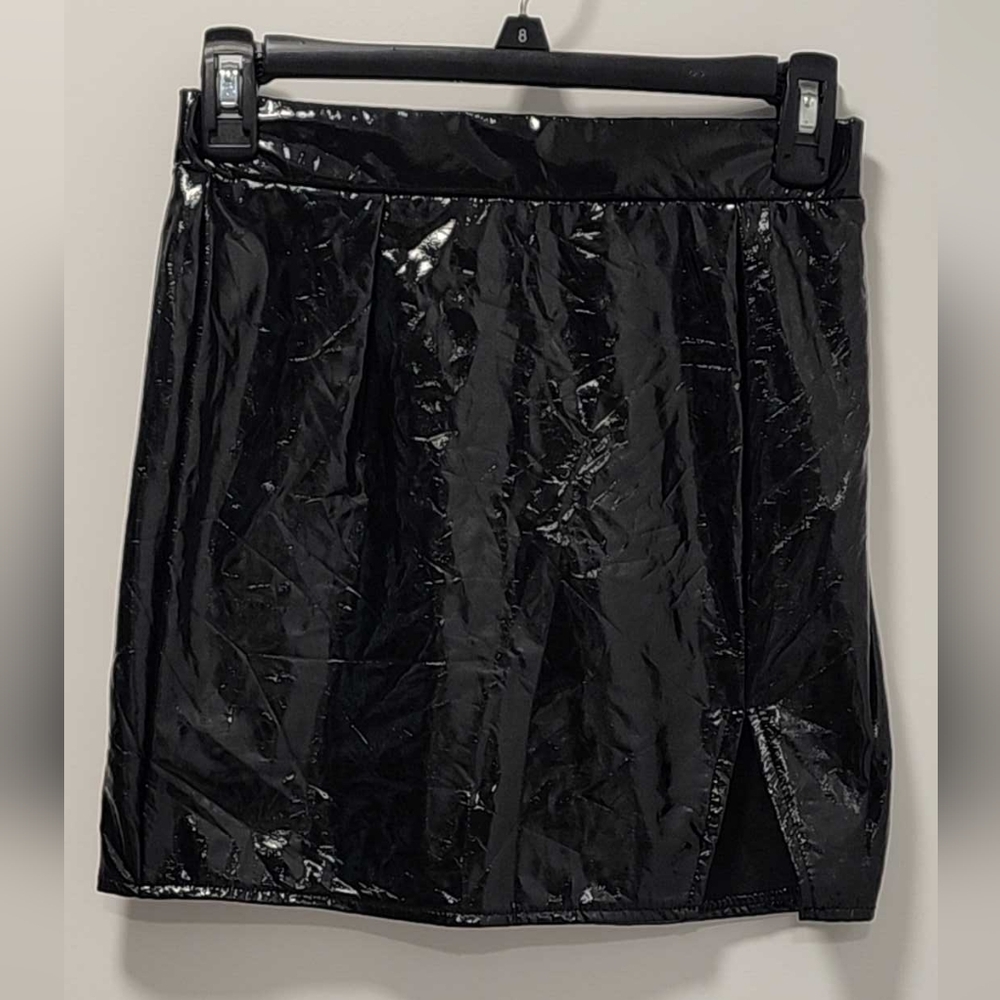 SHEIN Black Polyurethane Skirt